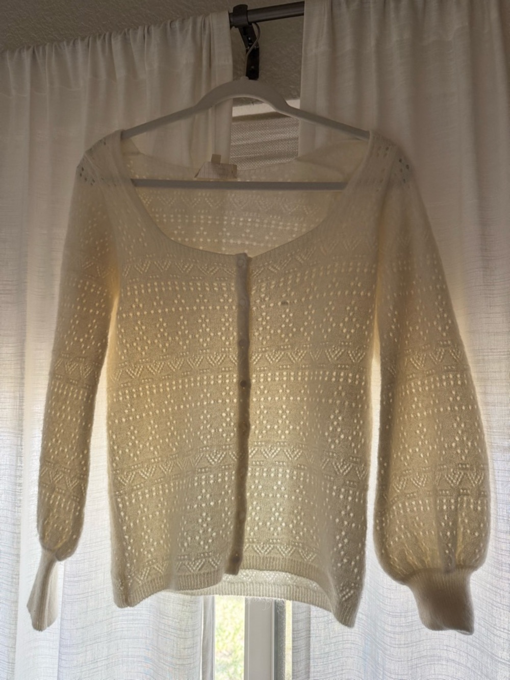 Sezane Cream White Knit Cardigan